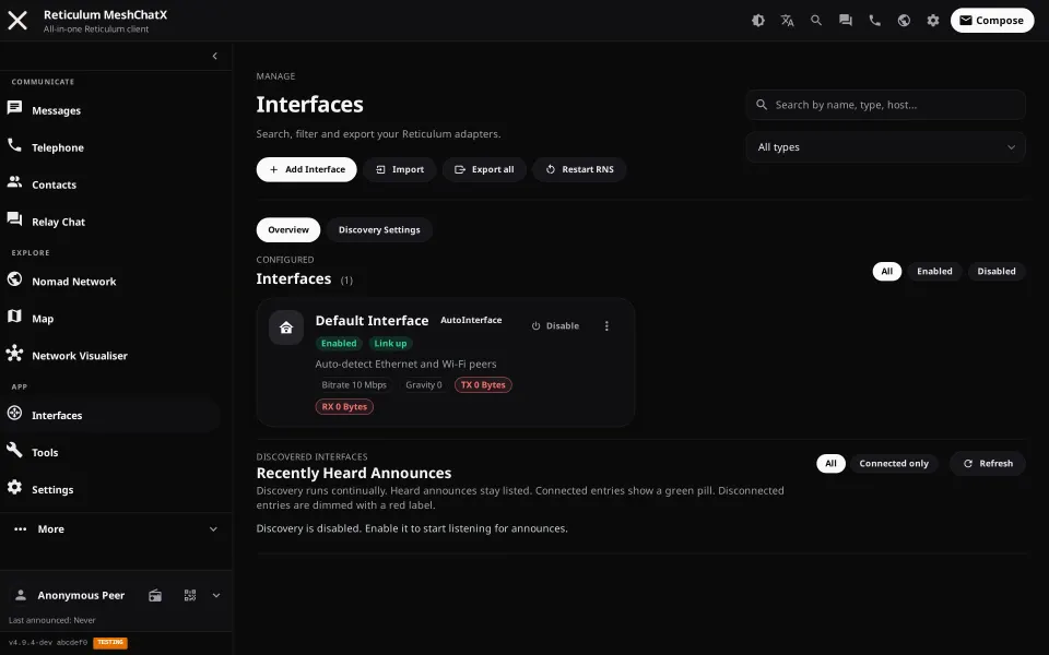Screenshots Desktop interfaces