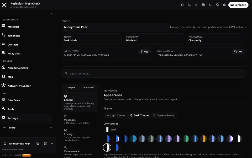 Screenshots Desktop settings