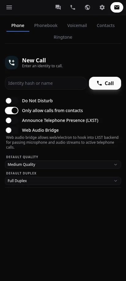 Screenshots Mobile call